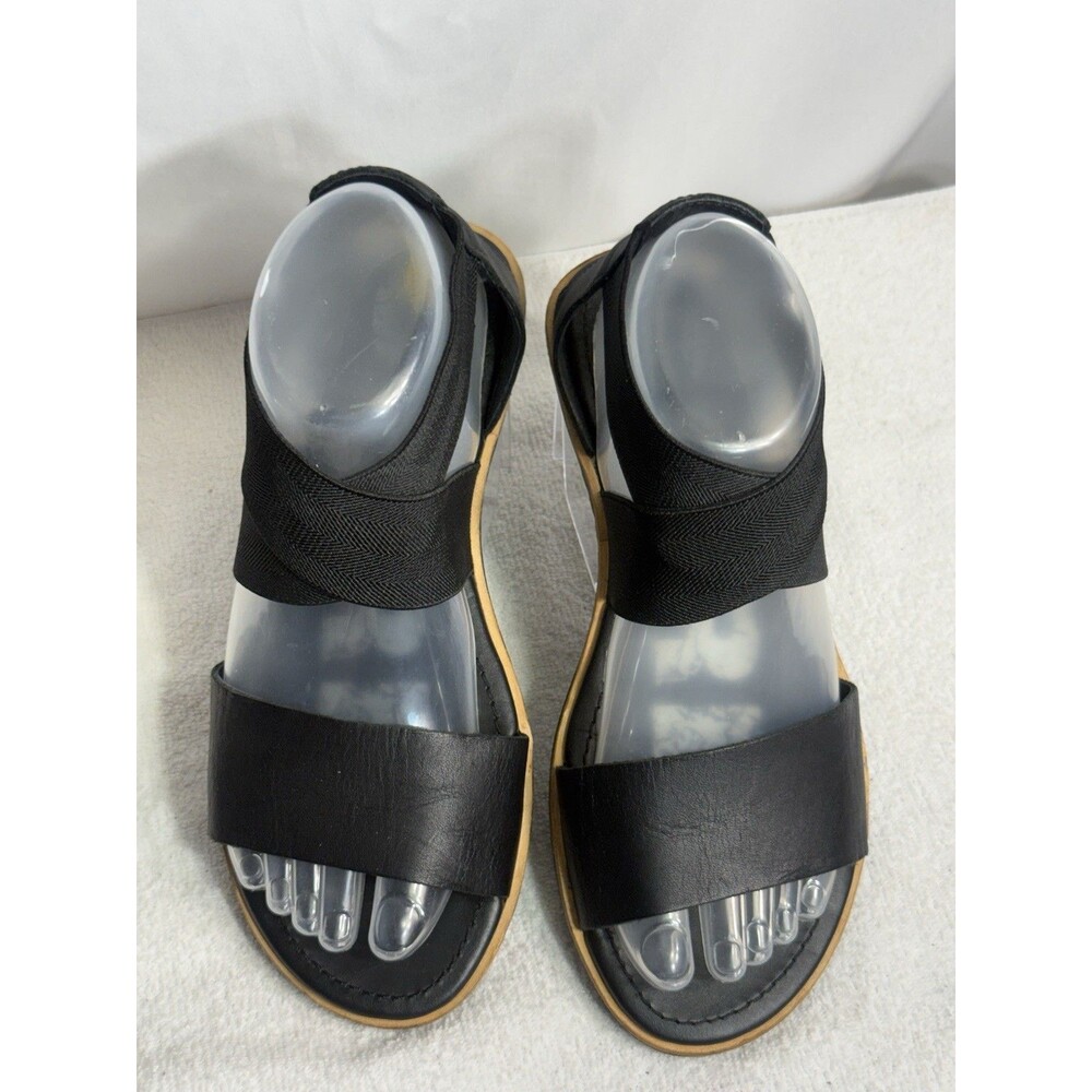 Sorel Black Ella II Slides Flats Ankle Straps Sandals  Sz 7 NWOB